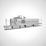 Pallet and lid-washing machine with integrated blowing unit, capacity 100 pallets per hour