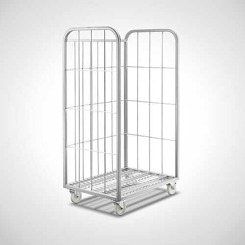 Laundry trolley (wire mesh trolley) made of stainless steel Type WAEW-96x70 SON without hinged intermediate shelves, ID 21-61255 