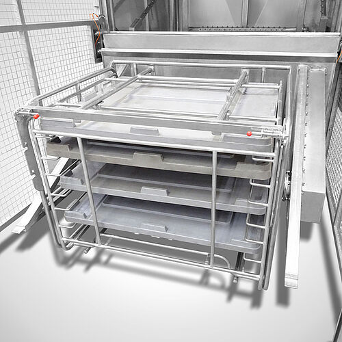 Cabin washing system with custom made support frame for plastic lids (OPTION) 