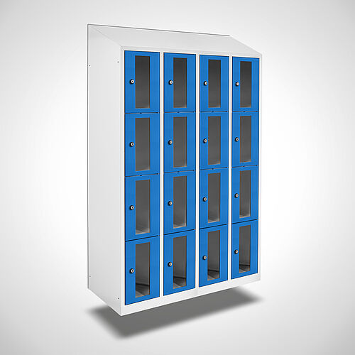 Wall-mounted compartment cupboard with acrylic glass doors Type FSA4-WH-ST-EU 4 compartments with 300 mm compartment width, item no. 46.00.05.26 