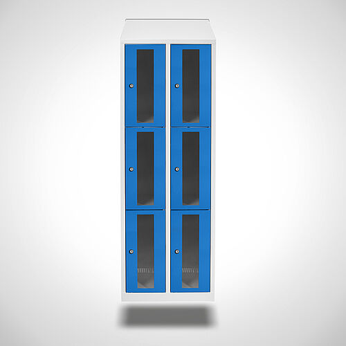 Wall-mounted compartment cupboard with acrylic glass doors Type FSA3-WH-ST-EU 2 compartments with 300 mm compartment width, item no. 46.00.05.02 