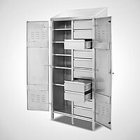 Ablage-Schubladenschrank, Ansicht rechts, 3 Schubladen offen (ID 19-62225) 