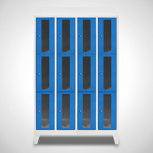 Compartment cupboard with acrylic glass doors Type FSA3-AF-ST-EU 4 compartments with 300 mm compartment width, item no. 46.00.05.16 
