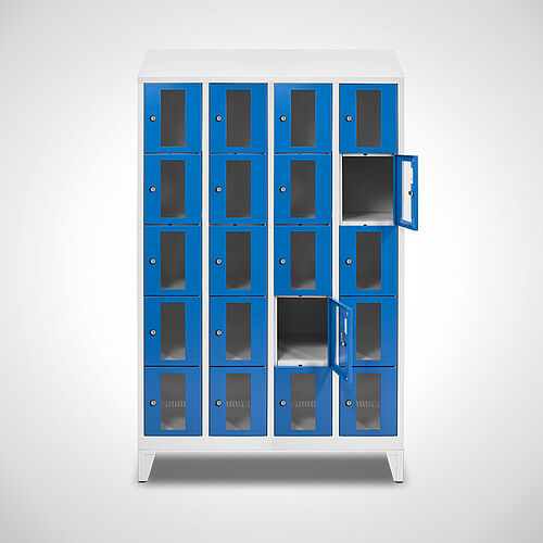 Compartment cupboard with acrylic glass doors Type FSA5-AF-ST-EU 4 compartments with 300 mm compartment width, item no. 46.00.05.56 