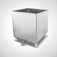 Custom-made pickle container Type PB-1000 SON with swivel castors and disc-valve outlet, ID 21-63868 