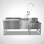 Sink basin with dish shower and separated drain sink 