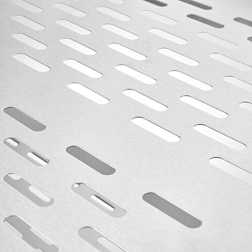 Detail: perforated shelf with long 