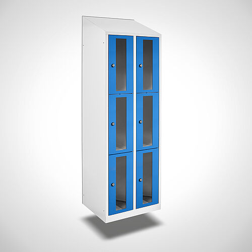 Wall-mounted compartment cupboard with acrylic glass doors Type FSA3-WH-ST-EU 2 compartments with 300 mm compartment width, item no. 46.00.05.02 