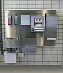Hygiene wall with water drain pumping station and dispenser for on-way clothes 