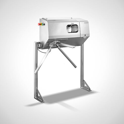 Soap dispenser with rack and drop-arm turnstile Type Soap-Control SL-Droparm-1 "Ecoline, pass-through direction from left to right, item no. 11.10.07.82 