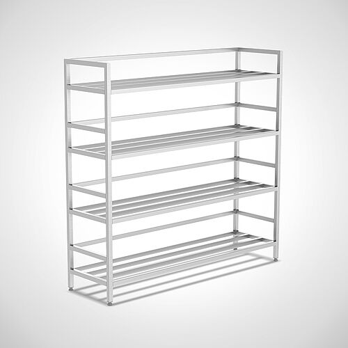 Stainless steel storage rack, Type LR-ED 4-4, 4-floors for 4 containers next to each other, art. no. 59.01.00.64 