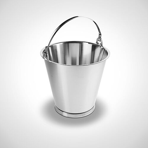 Acid-resistanz stainless steel bucket with reinforced floor band, item no. 48.00.00.06