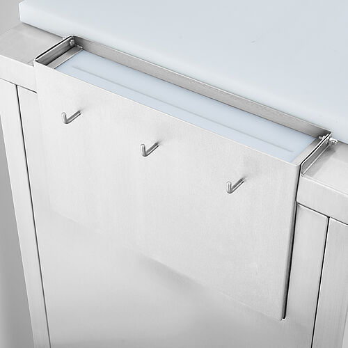 Drawer cabinet made of stainless steel with knife holder and plastic cutting plate (HDPE) Type K-SCS-SON 100-60, item no. 20.00.11.13 