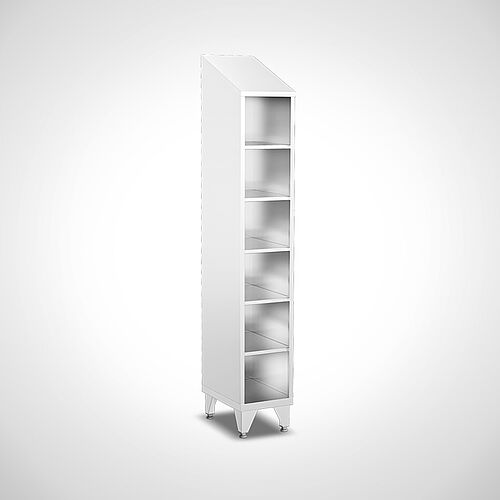 Compartment cupboard made of stainless steel without doors Typ FS6-AF-VA-EU-O, with 6 compartments - 300 mm compartment width, art. no. 45.10.06.70 