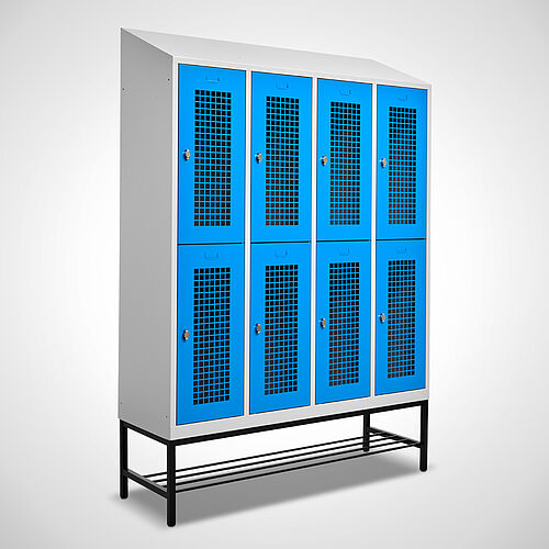 Locker, two-storey Type GS2-UG-ST-EU 4 compartments-400 mm compartment width, item no. 45.00.04.27 with optional shoe rack