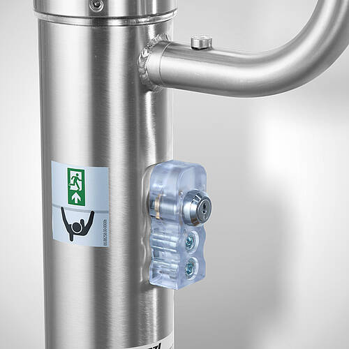 Swing gate Type KSW-1, Detail: pillar lockable with profile cylinder