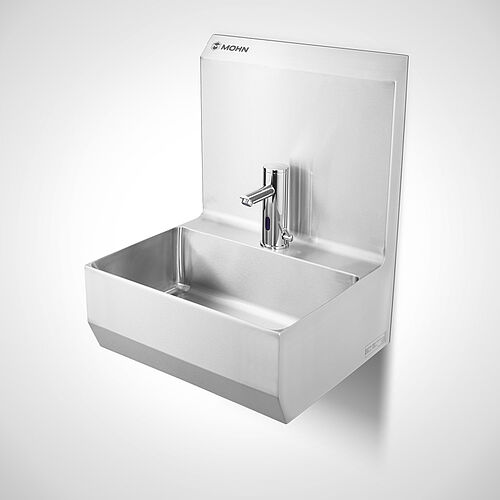 Edelstahl-Handwaschbecken mit berührungsloser Infrarot Sensorarmatur Typ HWB-HL 1/G + ISA-1, Art.-Nr. 12.00.12.52 