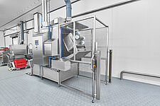 Cabin washing system Type KWA-300, side view with 200 liter standard trolley and half opened loading flap 