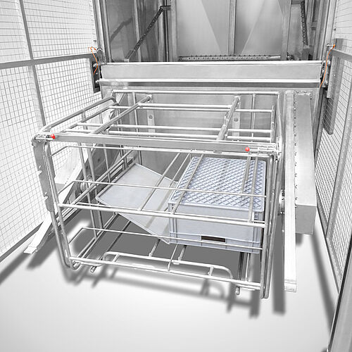 Cabin washing system with custom made support frame for plastic lids and containers (OPTION) 