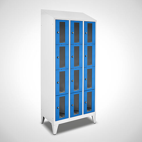 Compartment cupboard with acrylic glass doors Type FSA4-AF-ST-EU 3 compartments with 300 mm compartment width, item no. 46.00.05.34 