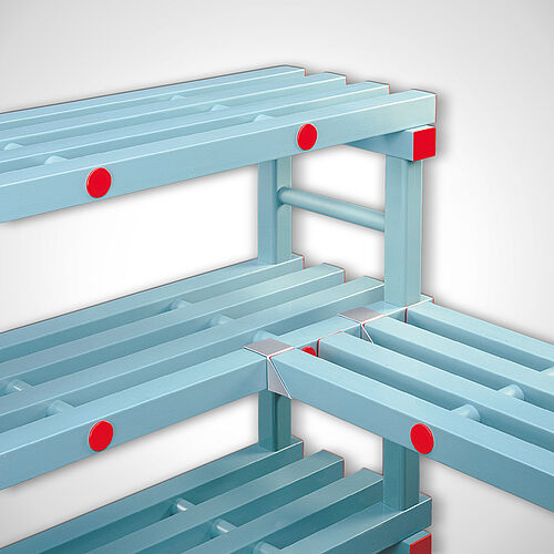 Option: Corner connectors for shelves which can be hung up (corner shelf) 