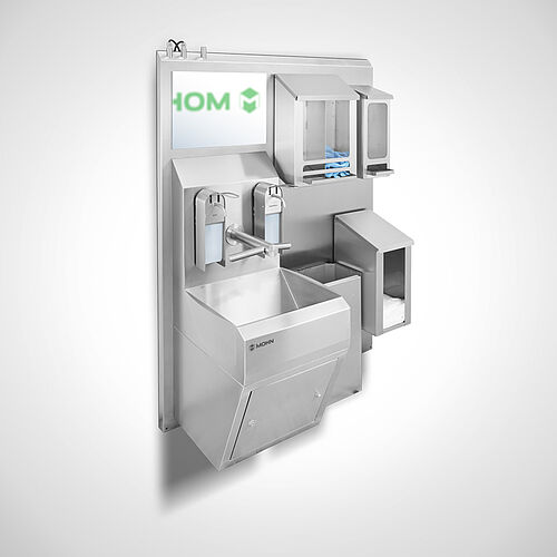 Hygiene wall - custom made - with hand wash basin with integrated Dyon Tap faucet Type HW-HWB-SR-DT 1, ID no. 22-62096 