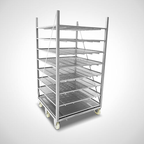 Ripening trolley for ham made of stainless steel Type RW-P 8E, ID 16-63465.4, 8 floors 