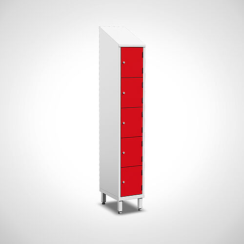Compartment cupboard made of powder-coated sheet Type FS5-AF-ST-EU-G, 5 compartments in compartment width 300 mm, item no. 45.00.05.50 