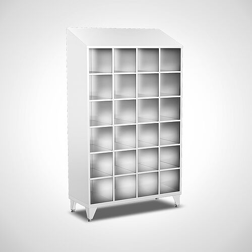 Compartment cupboard made of stainless steel without doors Typ FS6-AF-VA-EU-O, with 24 compartments - 300 mm compartment width, art. no. 45.10.06.76 