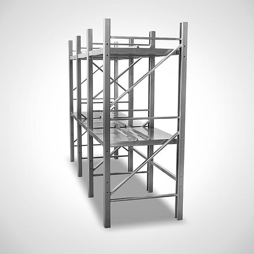 Shelf system type GRMR-HBW + ARMR-HBW for 9 pieces of 200 ltr. Standard trolleys (lifting and loading trolleys)