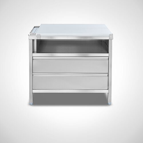 Drawer cabinet made of stainless steel with knife holder and plastic cutting plate (HDPE) Type K-SCS-SON 100-60, item no. 20.00.11.13 
