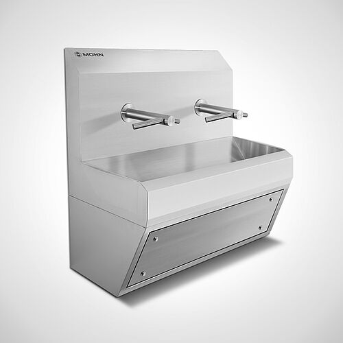Edelstahl-Handwaschrinne, wandhängend Typ WR-SRW-DT 2/24V mit Dyson-Tap Armatur 