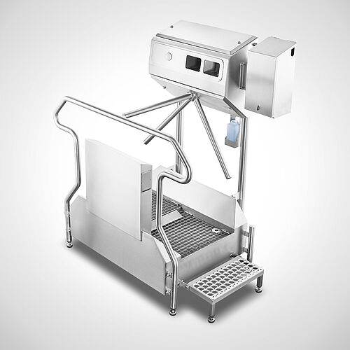 Hygiene Station for sole disinfection with hand disinfection device Type Desi-Check DW-1100 R Highline 