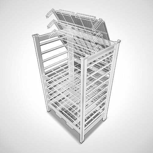 Ripening rack for cheese with hinged stackable sieves 