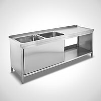 Sink unit cabinet with sliding doors Type SPS-2B (Drip-off surface area on the right) 