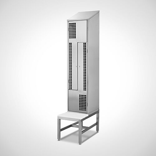 Z-shape locker Type GSZ-SB-VA-EU with bench 1 compartment-400 mm compartment width, art. no. 45.10.07.06 