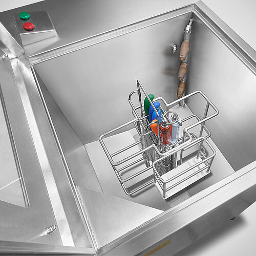 Knife basket pressure cleaner, Internal space: Holding device with small knife basket 