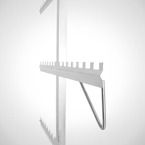 Detail: Sheets with perforated u-profile and ergonomic handle made of round steel