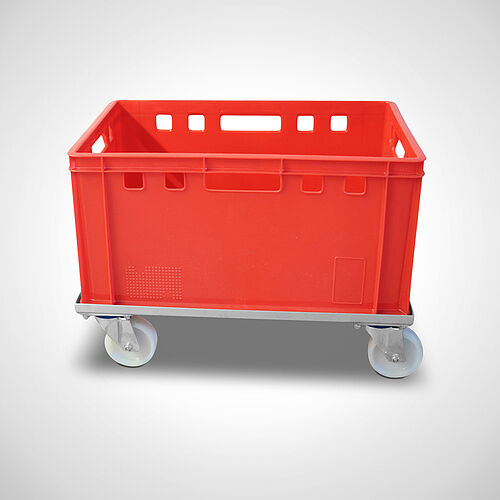 Tractable stainless steel trolley for standard Euro containersr, Type WRR 