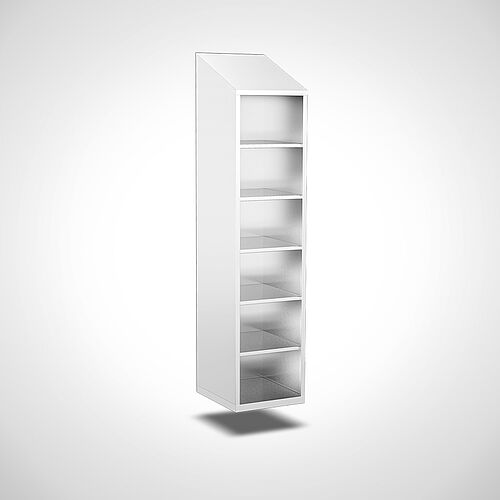 Wall-mounted compartment cupboard without doors made of stainless steel, 6 compartments with compartment width of 400 mm. no. 45.10.06.61 