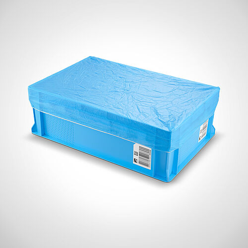 PP-nonwoven fabric food cover Type ADH-E-B in color blue for euronorm-container, art. no. 99.90.00.39