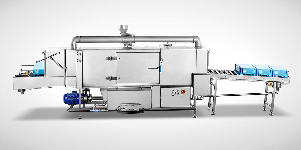 Crate Washer Highline Type DLWA 200, with optionally roller conveyor on the outlet side | Mohn GmbH 