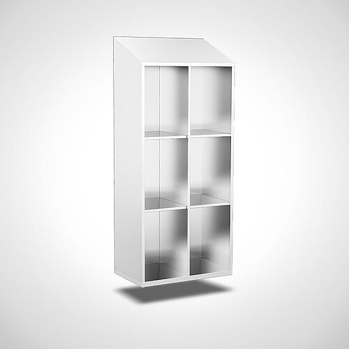 Wall-mounted compartment cupboard without doors made of stainless steel, 6 compartments with 400 mm compartment width, item no. 45.10.06.03 
