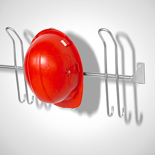 Doppelhakenleiste aus Edelstahl mit verlängerter Hakenleiste für Helme Typ HL-DH 