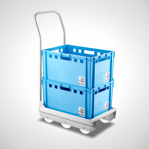 Stainless steel trolley with push handle Type STR-2 with E3-container 