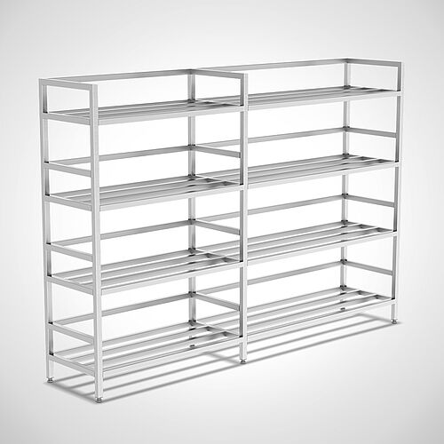 Stainless steel storage rack, Type LR-ED 4-7, 4-floors for 7 containers next to each other, art. no. 59.01.00.67