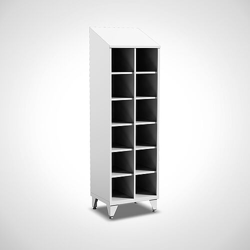 Compartment cupboard made of powder-coated sheet Type FS6-AF-ST-EU-O, 12 compartments in compartment width 300 mm, art. no. 45.00.06.72 