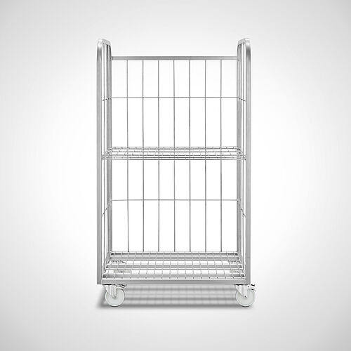 Laundry trolley (wire mesh trolley) made of stainless steel Type WAEW-96x70 SON with 1 hinged intermediate shelves, ID 21-61255 
