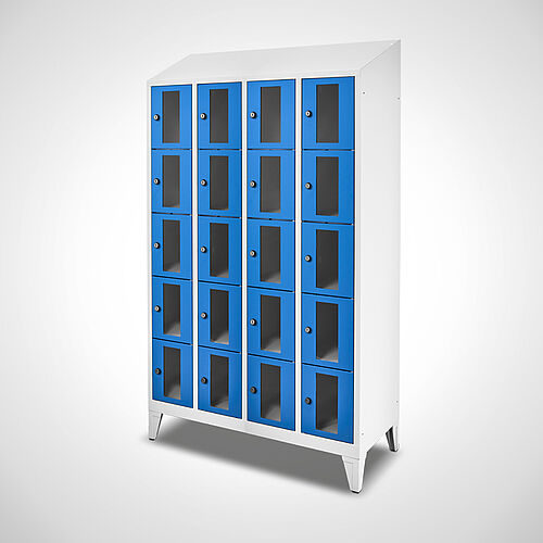 Compartment cupboard with acrylic glass doors Type FSA5-AF-ST-EU 4 compartments with 300 mm compartment width, item no. 46.00.05.56 