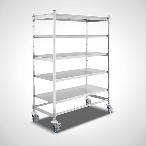 Shelf trolley Type MRW-G-100-140 (closed shelf), with 3 additional shelves, art. no. 49.20.00.34+49.20.01.34 